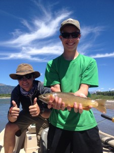 Peter and Mac with one of the many fish landed during our float with Word Cast Anglers. 