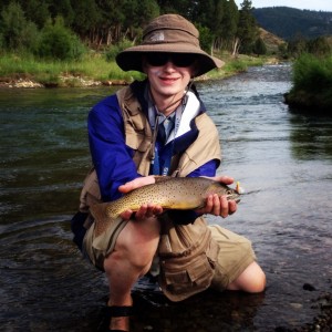Max with one of the Yellowstone Cutthroat that fell for our foam Salmon Fly imitations. 
